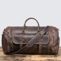 Crazy Horse Leather Men'S Handheld Travel Bag Leather One Shoulder Crossbody Fitness Bag Large Capacity Business Travel Duffel Bag gray