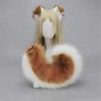 Halloween Dog Ear Tail Set  Cosplay Accessories Costume Plush Realistic Animal Ears Tail For Anime Party Cute Pet Role Play white