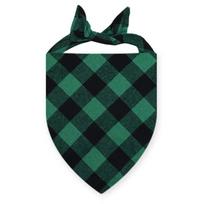 Large Pet Scarf Bandana for Dogs Cotton Plaid Washable Bow Tie Collar Cat Puppy Triangular Scarf Bib - Dog Accessories S-48X34cm žalia