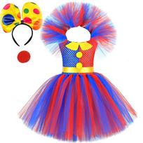 Nuostabus skaitmeninio cirko klouno kostiumas: Raudona ir Mėlyna Helovino Suknelė 8-9 Years (125-140cm) blue