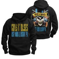2026 Guns N 'Roses Rock Punk Retro Europos ir Amerikos Laisvas Vyriškas Moteriškas Džemperis Su Gobtuvu Minkštas Medvilninis Megztinis Laisvas Jaukus ir Universalus 4XL black