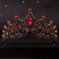Baroque Crystal Tiaras and Crown Rhinestone Prom Diadem Headband for Women Bridal Wedding Hair Accessories Jewelry Crown Tiara raudona