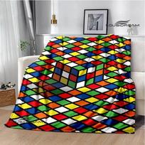 3D R-Rubiko kubo rašto flanelinis šiltas minkštas jaukus pledas namams kelionėms lovos užtiesalas gimtadienio dovana 75cm x 90cm
