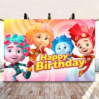 Cartoon The Fixies Backdrop Kids Birthday Decorations Party Supplies Baby Shower Banner Photo Shoot Props Boys Girls Favor Gifts 47.2x31.5inch/120*80cm blue