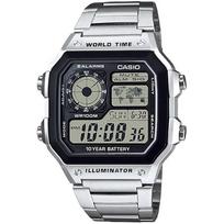 Casio World Time AE-1200WHD-1AV Digital Watch (Silver Metal Band) gray