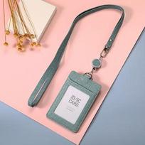 Telescopic buckle, lanyard, work permit, hang tag, employee badge, double card seat, guest card holder, pull buckle. gray