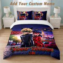 Bedding Set 1 Duvet Cover 2 Pillowcases Miraculous Ladybug Print Soft Bed Linen Bedroom Decor 135cmx200cm