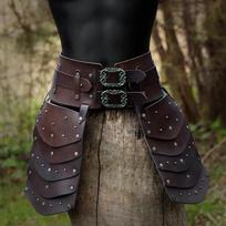 Medieval Viking Gladiator Belt & Leg Guards Costume Armor for Halloween Cosplay tamsiai ruda spalva