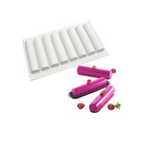 Silicone Eclair Shape Baking Molds Flexible Dessert Tray for Home Bakers, Multi-Cavity Mousse Cake Pastry and Chilling Dessert Preps white