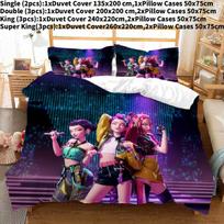 Kpop Demon Hunters Bedding Set Threepiece With Soft Microfiber For Teenagers Rooms Black,Single(135x200cm)