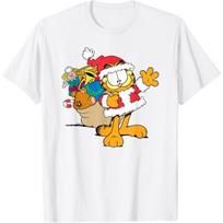 Garfield Santa with Gifts Christmas Cartoon Cat Men Women Kids T-Shirt XXXXXL balta