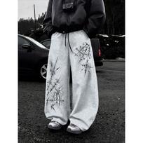 Men's Multifunctional Solid Color Drawstring Loose Casual Sports Pants Suitable for Outdoor and Home Wear in Spring and Autumn XL pilka
