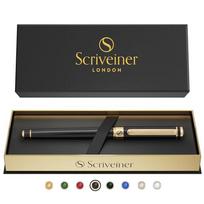 Rollerball Pen Scriveiner Luxury Black Lacquer with 24k Gold Finish gray