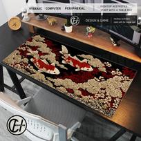 Japanese Koi Fish Desk Mat 90x40 Luxury Floral Sakura Wave Mouse Pad Cute Hd Extended Gaming Keyboard Mat Large Gamer Mousepad 900x400x3mm