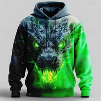 2026 New Dragon 3D Men's Hoodies Fashion Cool Daily Personality Sweatshirt Street Long Sleeve Pullover Outdoor Y2k Casual Hoodie 6XL green