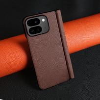 For Google Pixel 9 Pro Fold Case Genuine Leather Cover Pixel 10 Pro Fold Capa Protective Etui Back Coque Carcasa Without Front Genuine Leather&Google Pixel 9 Pro Fold