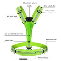 LED Atšvaitą turinti liemenė su reguliuojama kišenė naktiniam bėgimui ar važiavimui dviračiu, įkraunama per USB Adjustable Armbands Set of 2 fluorescencinė žalia spalva