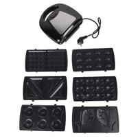 Breakfast Maker Sandwich Toaster Waffle Iron with Nonstick Coating Electric Cake Banners Burger Maker Easy to Use 1 black