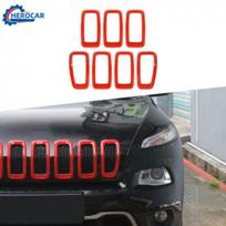 Car Front Grille erts Mesh Grill Cover Accessories for Jeep Cherokee 14+ Red gray