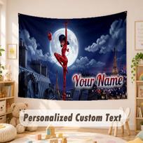 Custom Name Text Tapestry,Miraculous Ladybug Boho Wall Hanging, Decorative Backdrop Tapestry For Room 100cmx150cm gray