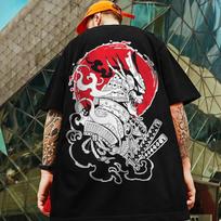 Retro marškinėliai vyrams 3d Japonijos samurajų kardo raštais Vyriški drabužiai Gatvės Harajuku marškinėliai trumpomis rankovėmis Laisvi, dideli marškinėliai 4XL white