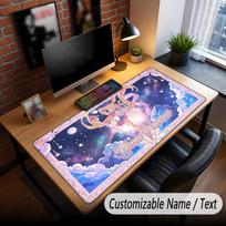 Custom Name Extended Mouse Pad,Sailor Moon Gaming Desk Mat For Home Office Desktop Decor 30cmx60cm brown