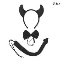 Adults and Red Halloween Devil Costume Set Demon Costume Cosplay Devil Horn Headband Devil Tail + Bowtie for Party Props juoda