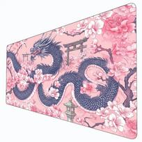 Aesthetic Pink Sakura Dragon Large Desk Pad Vintage Japanese Oriental Art Gaming Mouse Pad NonSlip Rubber Xxl Keyboard Mat 800x400x2mm