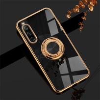 Atsparus smūgiams padengimo žiedo laikiklis telefono dėklas, skirtas Sony Xperia 1 VI V 10 IV 5 III silikoninis stovas atgal apvalkalas prabangus pilnas apsauginis dangtelis Sony Xperia 10 V juoda