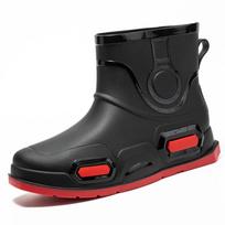 Fashion short tube thickened waterproof shoes men's rain shoes warm work rubber shoes non-slip fishing kitchen rain boots men 44 black