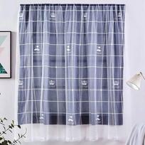 Decorative Velcro Curtain Window Self Adhesive Blackout Drapes For Effortless Home Styling And Cozy Comfort Grid,100*115cm/39.4*45.3in gray