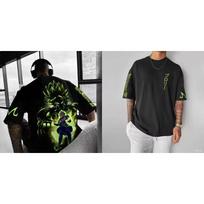 Dragon Ball Z Broly Printed Men's T-shirt Summer Trendy Anime Summer unisex Loose and Breathable cotton T-shirt Top S black