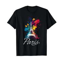 Eiffel Tower Paris Girls Travel Holiday France Souvenir T Shirt Vintage Graphic Versatile Soft Stylish Unisex Stretched 4XL blue