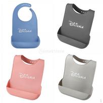 4x Silicone Adult Bib with Pocket Waterproof Mealtime Protector gray