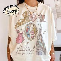 Vintage Sleeping Beauty Watercolor Comfort Color Shirt, Aurora Once Upon A Dream Tee, Disney Vacation Tee, Princess Castle Family Shirt XL white