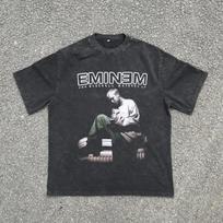 Vyriški marškinėliai Moteriški Retro Hip Hop Eminem Spausdinti trumpomis rankovėmis Marškinėliai Vandeniu skalauti Retro Mada Aukščiausios klasės prabanga karštas produktas L gray