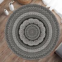 Bohemian Mandala Round Carpet Mat Rug Euro American Stained Glass Floral Medallion Colorful Home Decoration Living Room Bedroom 40x40cm
