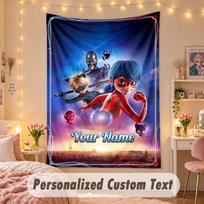 Custom Personalized Tapestry,Miraculous Ladybug Print Custom Name Text Wall Art Hanging for Bedroom 100cmx150cm blue