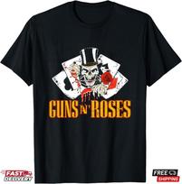 Guns N Roses Band Cards Black T-Shirt, Gift for Metal Fans Unisex T-Shirt XL gray