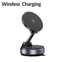 N52 Strong Magnetic Car Wireless Charger Phone Holder 360° Rotation Vacuum Suction Cup For Tesla Magsafe iPhone 12-16 Series Gym gray
