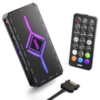 AsiaHorse ASH-S1 ARGB Fan Hub Controller - 9-Port PWM & 5V Addressable ARGB Hub with Remote Control, 20 Preset Effects & Color Learning Mode, Aura
