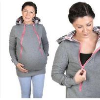 Cozy And Warm Mom's Maternity Kangaroo Hoodie Mum Dad Baby Wrap Carrier Pet Holder XL šviesiai pilka spalva