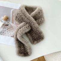 New Exquisite Real Wool Double-sided Mink Woven Fur Women's All-match Wool Collar Square Winter Scarf gray