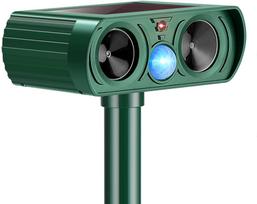 Vandeniui atsparus saulės energija maitinamas ultragarsinis gyvūnų ir paukščių atbaidytojas su infraraudonųjų spindulių jutikliu Green black