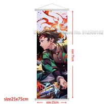Demon Slayer Scroll Poster Kamado Tanjirou Canvas Painting Nezuko Classic Wall Art Pictures for Living Room Home Decoration 25*75cm raudonai ruda