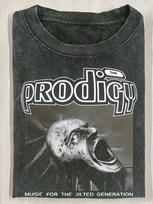 Official The Prodigy Band Merch Tshirt  Heavyweight Vintage Retro Iconic Logo  Music For The Jilted Generation Print L gray