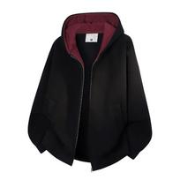Dragon Spirit Men's Velvet Thick Winter Color Block Hoodie - Warm, Loose Casual Outerwear XXL black
