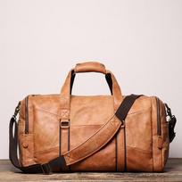 Retro Leather Men'S Hand-Held Travel Bag Women'S Shoulder Messenger Bag Large Capacity Matte Leather Duffel Bag