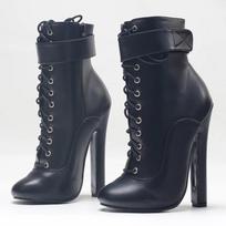 6 colių aukštakulniai Cosplay Crossdresser Vintažiniai Ankle Boots Unisex Dydis 36-46 45 matinė juoda spalva