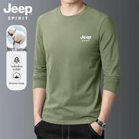JEEP SPIRIT Men's Pure Cotton Long Sleeve Round Neck T-Shirt 3XL gray